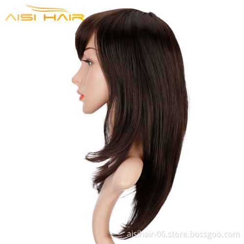 Aisi Hair Top Selling Long Straight Wave Lace Front With Bangs For Black White Women Synthetic Extensions Human Hair